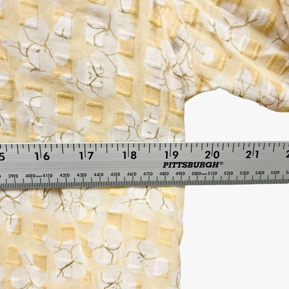 Maus & Hoffman Button Up Shirt Floral Embossed Yellow - Picture 7 of 7